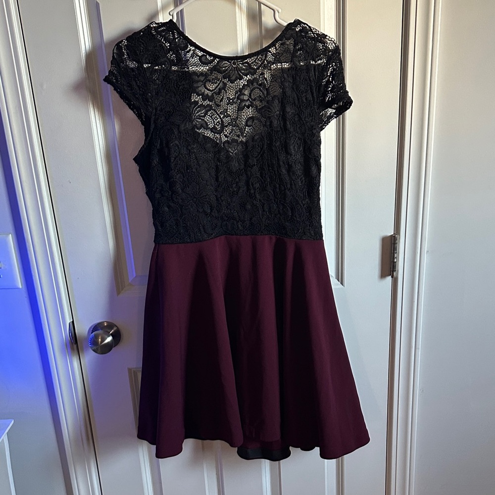 B. Smart Black Lace and Deep Red Dress